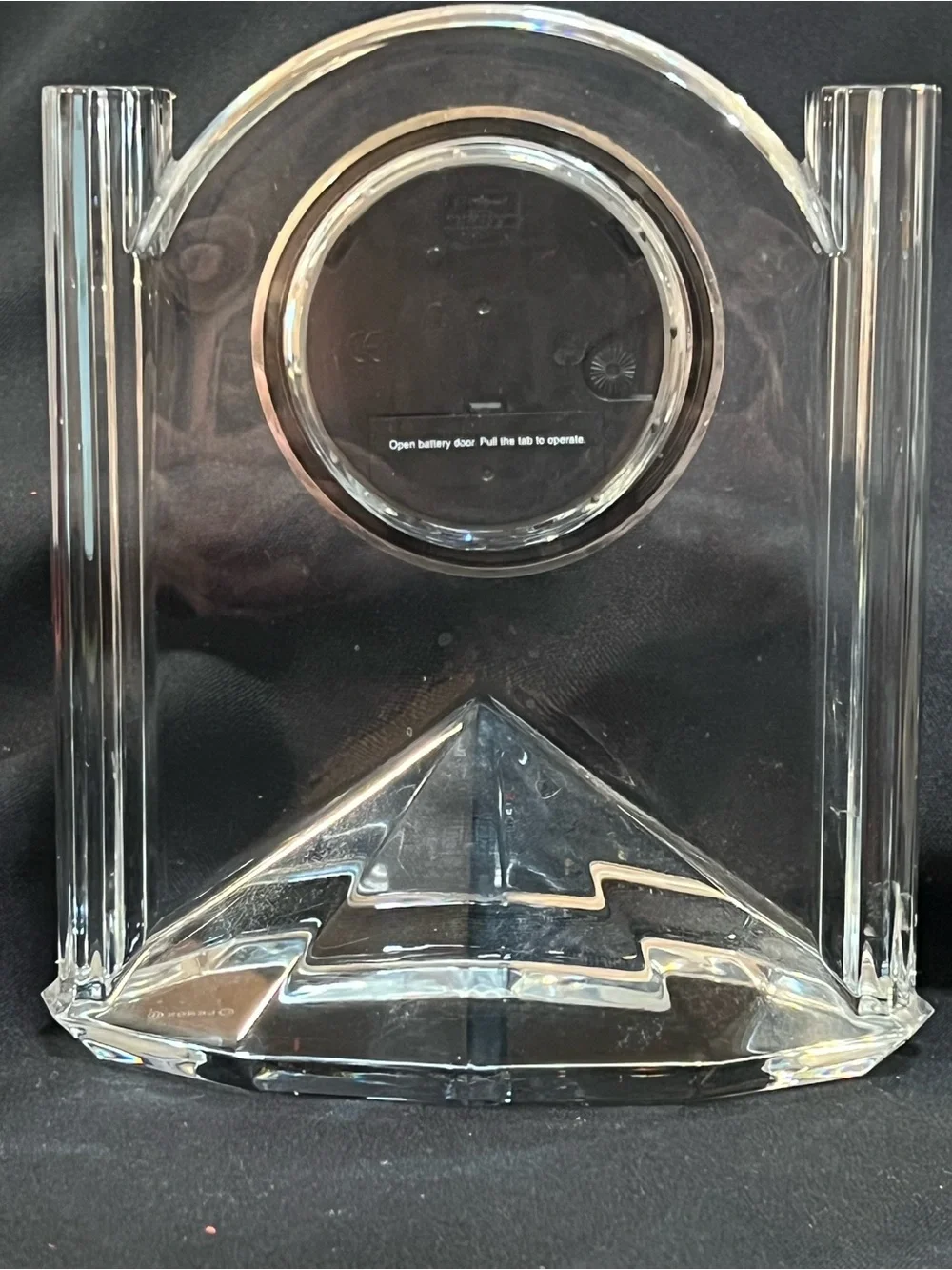 Lenox Clear Crystal Quartz Mantel Clock Pyramid Design  - Clear